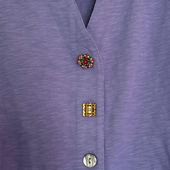 Soft Surroundings Periwinkle Danielle Button Sleeveless Tunic Top Large 2CA06 - Picture 5 of 11